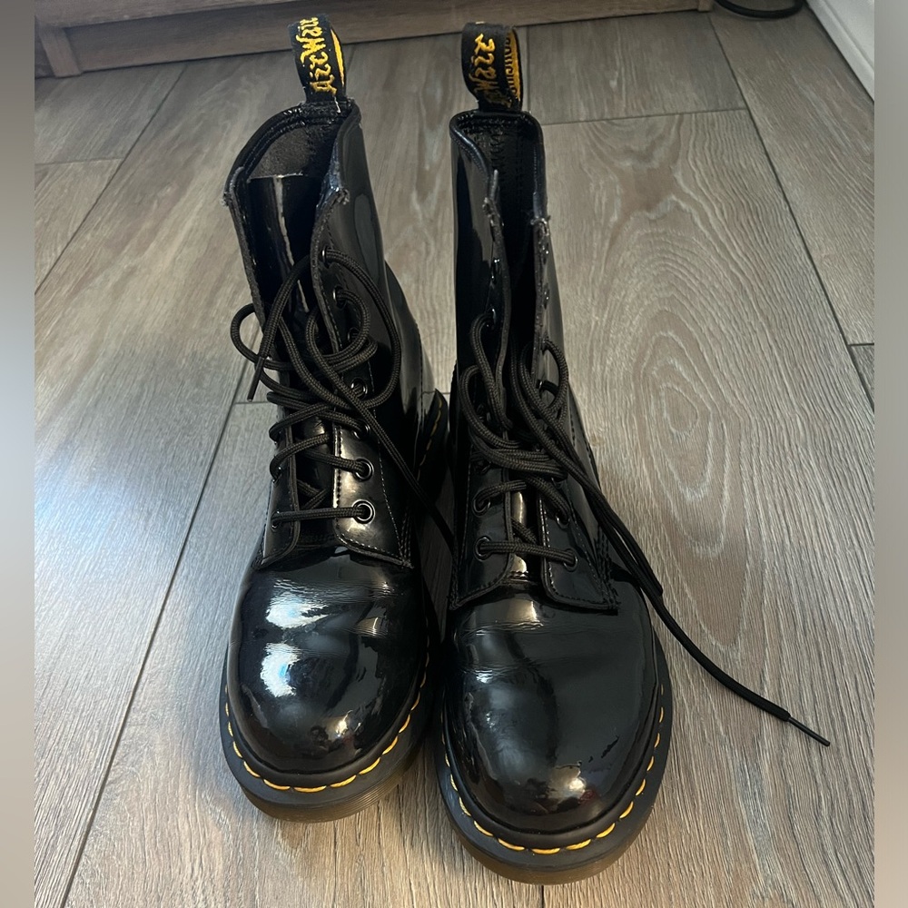 Dr. Martens Black Boots with Yellow Accents